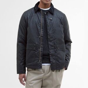 NWT Barbour Reelin Waxed Jacket XXL Navy Blue Men's Insulated Coat 2XL Slim Fit